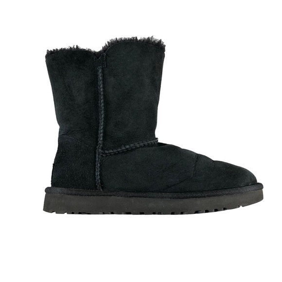 Ugg Womens Black Bailey Button Short Boots Sherpa Winter - Picture 6 of 12